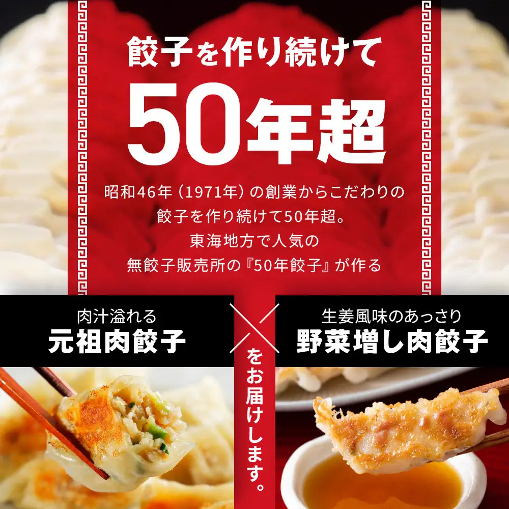 50年餃子　元祖肉餃子＆野菜増し肉餃子 各種40個入り