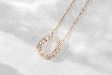 K18ピンクゴールド 馬蹄ダイヤモンドネックレス(0.32ct)63-8555