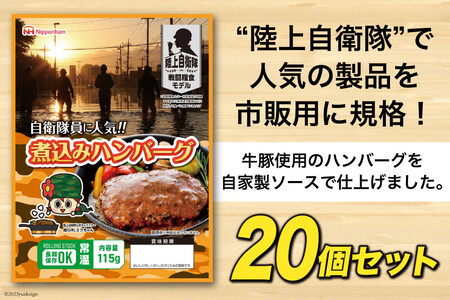 日本ハム 非常食 5年保存 防災食 煮込み ハンバーグ 115g×20個 [日本ハムマーケティング 宮崎県 日向市 452060937]