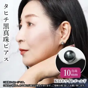 タヒチ黒真珠ピアス 真珠10mm 14Kホワイトゴールド R14115