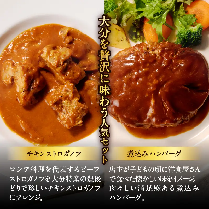 百膳の夢　豊後鶏のストロガノフ＆豊後牛入り煮込みハンバーグギフト_B081-008