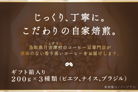 人気のコーヒー（粉）ギフト箱入り　600g（200g×3種）