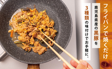 【鹿児島県産】味付け黒豚セット 3種類 計1kg（ネギ塩、生姜焼き、ビビンバ） 焼肉 総菜 おかず 簡単調理 お弁当 味付き ネギ塩 生姜焼き ビビンバ 小分け 冷凍 国産 黒豚 ロース  コワダヤ 