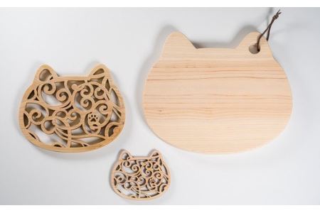  ねこ好きのあなたに！超ねこセット３種【尾鷲ヒノキ製】　EB-3