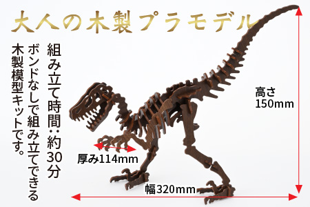 レーザー加工　奥越恐竜木製模型キット（ティラノサウルス3D）ダーク[A-037006_03]