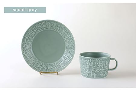 【波佐見焼】PATTERNED PLATE・MUG ペア 4点セット squall gray＋morning mist 食器 皿 【BIRDS’ WORDS】 [CF006] 波佐見焼