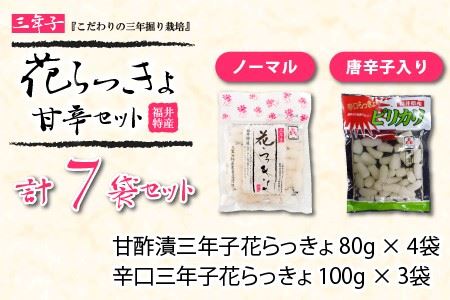 『こだわりの三年掘り栽培』 福井特産 三年子花らっきょ甘辛セット [A-0705]