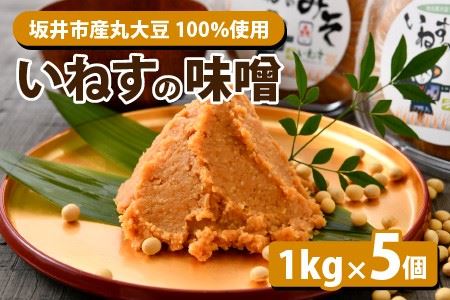 「いねすの味噌」が美味しんやとのっ！ （味噌1kg ｘ 5個）【A-1203】