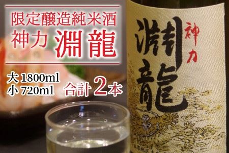 地域振興の追い風に！限定醸造純米酒 「淵龍」 大小2本セット (一升瓶＆四合瓶) 【生原酒 地酒 日本酒 お酒 酒 アルコール 米どころ 冷蔵保存 ギフト 贈り物 贈答 父の日】 [A-1351]