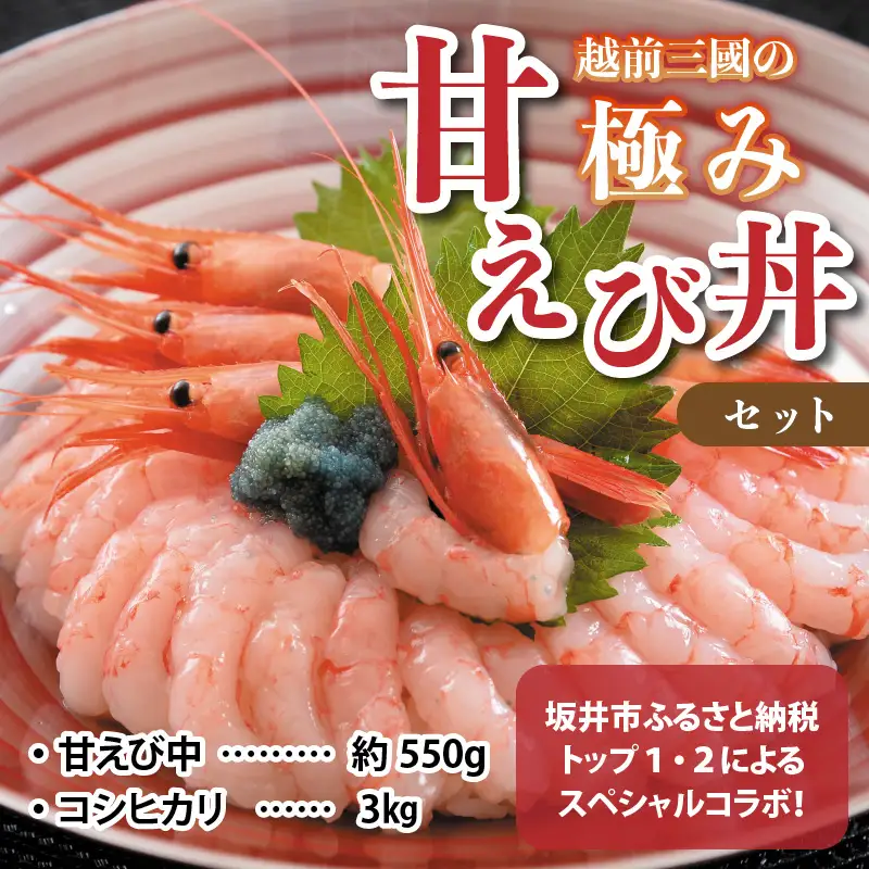 越前三國の極み甘えび丼セット ～全国ランキング常連の甘えびとコシヒカリのコラボ～ [A-2397]