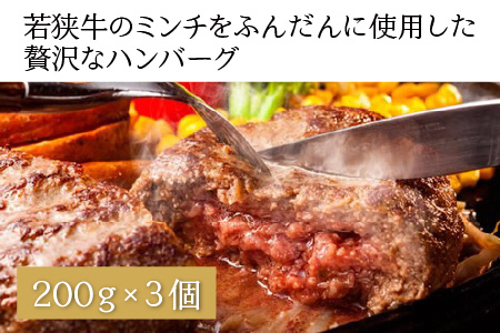 若狭牛の極上ハンバーグ 200g × 3個【B-1802】