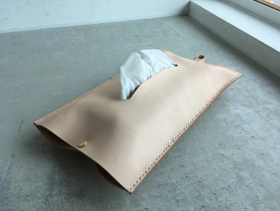 ティッシュカバー　レザー ヌメ革 ※素地※ 【 レザーカバー レザーグッズ 完全手縫い 】