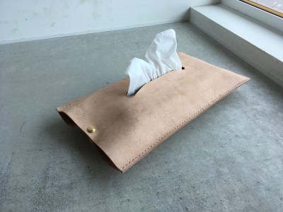 ティッシュカバー　レザー とこ革 【 レザーカバー レザーグッズ 完全手縫い トコ皮 床皮 】