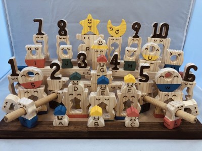 木のおもちゃ、コロポコ積木パズル(デラックスW)