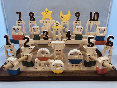 【ギフト用】木のおもちゃ、コロポコ積木パズル(デラックス)
