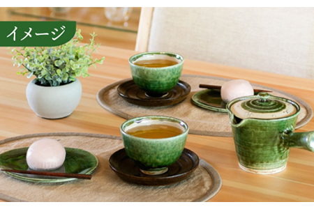 美濃焼　織部　作家物　陶印　茶器セット　煎茶揃い　宝瓶　湯呑 美濃焼】織部 茶器セット【不動窯】 食器 急須 湯呑み 湯飲み コップ
