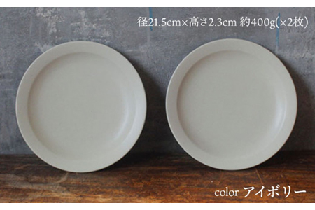 【美濃焼】flat 7plate 7プレート2枚セット（アイボリー2枚）【KANEAKI SAKAI POTTERY】【TOKI MINOYAKI返礼品】食器 皿 シンプル 器 うつわ プレート お皿 丸皿 中皿 パスタ皿 ワンプレート 焼き物 大人 シック マット アイボリー 金秋酒井 送料無料 [MBC020]