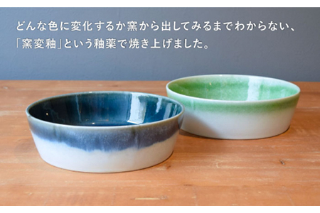 【美濃焼】URBAN ボウルLペアセット グリーン＆ネイビー【作山窯・SAKUZAN】【TOKI MINOYAKI返礼品】食器 皿 お皿 プレート 切立 ボウル 鉢 パスタ皿 カレー皿 サラダボウル  シンプル グラデ かわいい ペア グリーン 緑 贈り物 ギフト プレゼント 送料無料   [MBJ009]