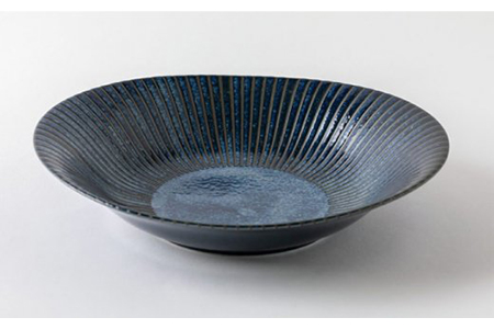 【美濃焼】古窯群青 軽量カレー皿4枚セット【陶土う庵】（3262-0115）（レンジ対応/食洗器対応）おしゃれ パスタ ディナー 和モダン シンプル 新生活 深皿 食器 器 うつわ 青 紺 ネイビー ブルー 送料無料 [MBY072]