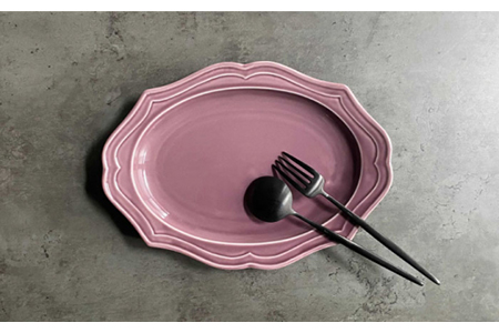 【美濃焼】fiorire-フィオリーレ- オーバルプレート 2枚セット（Burgundy×iceblue）【Felice-フェリーチェ-藤田陶器】食器 楕円皿 パスタ皿 カレー皿 写真映え おしゃれ [MBX003]