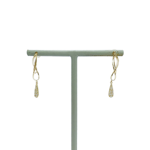 K18 ゴールド 0.20ct スタッド　雫型パヴェダイヤモンドピアスD GD－3030(K18YG)