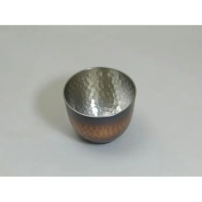 純銅鎚目ぐい呑み 赤茶被仕上 80ml