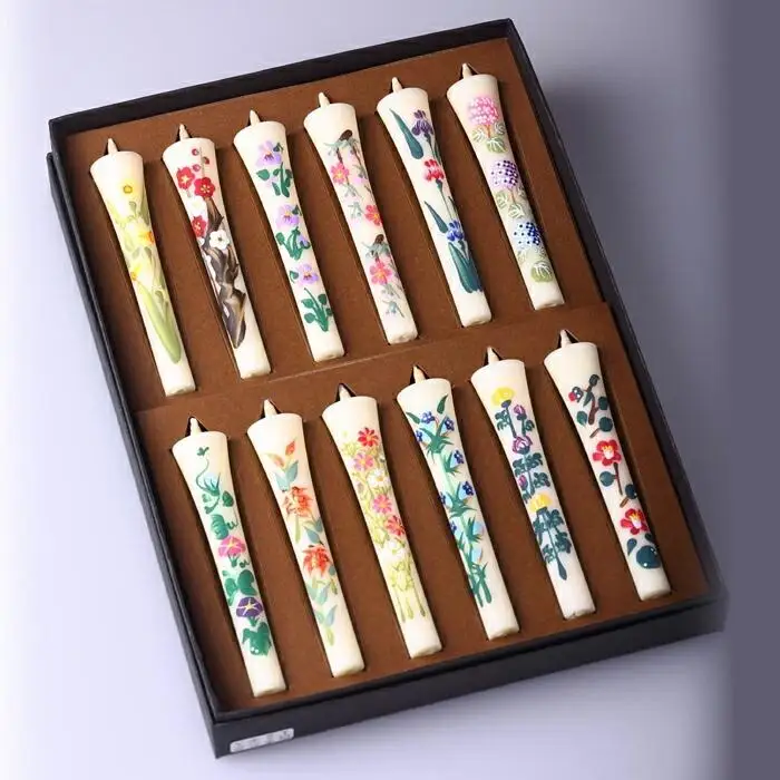 手描き四季の花ろうそく12本入【カーボン・オフセット対象】