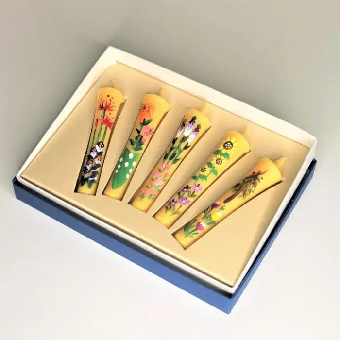 手描き花畑ろうそく8cm　5本入【カーボン・オフセット対象】