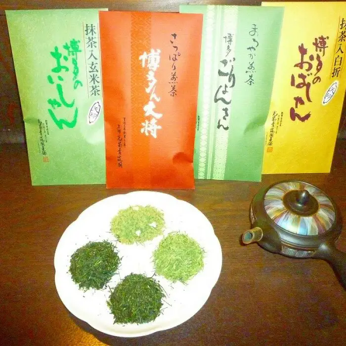お茶詰合せ博多シリーズRH48（4種類入り） | 納税 返礼品 福岡 福岡県 福岡市 お茶 緑茶 煎茶 せんちゃ おちゃ 博多 飲み物 飲料 美味しいお茶 健康 日本茶 茶葉 飲み比べ お茶葉 お茶っ葉 福岡県産 抹茶入り玄米茶 抹茶入り
