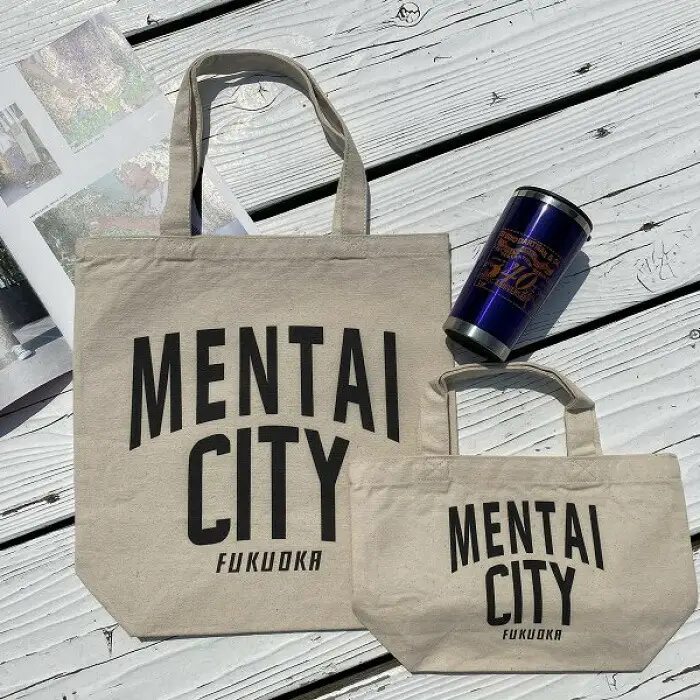 MENTAI CITY エコバッグ（ロゴ) 2個セット | 納税 返礼品 福岡 福岡県 福岡市 キャンバストートバッグ トート コットントート コットンバッグ エコ トートバック デイリー 福岡県福岡市 お取り寄せ 取り寄せ おしゃれ かわいい