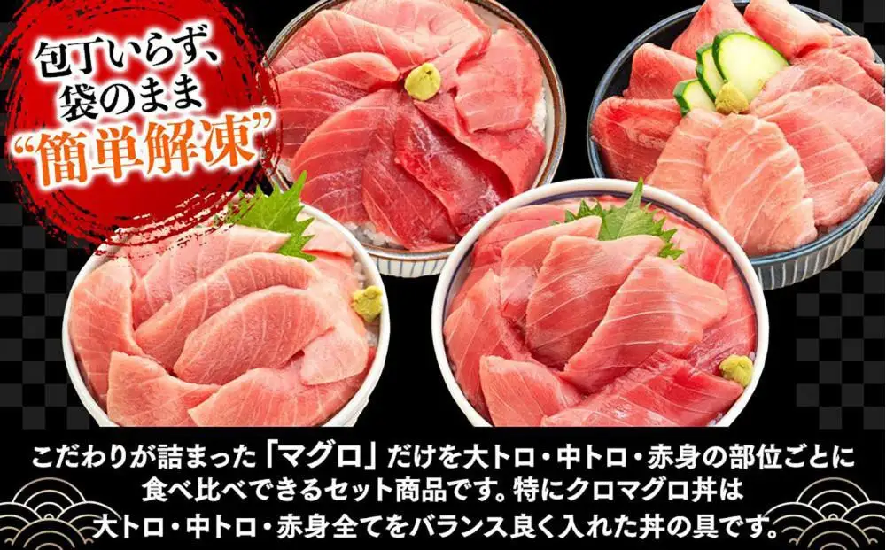福岡市グルメ糸島海鮮堂の黒まぐろ食べ比べ4食セット | 福岡県 福岡市 福岡 九州 返礼品 お取り寄せグルメ 取り寄せ グルメ 食品 お取り寄せ 魚介類 魚介 海産物 海の幸 まぐろ マグロ 食べ比べ 海鮮 海鮮丼 水産