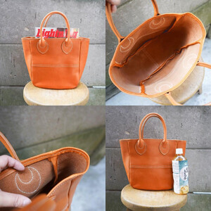 栃木レザー使用｜ソフトな手触り 本革 小さめトートバッグ｜Tote bag 03 S｜チョコ｜minca（全6色）