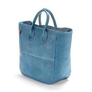 栃木レザー使用｜ソフトな手触り 本革 A4対応トートバッグ｜Tote bag 03 M｜ブルー｜minca（全7色）