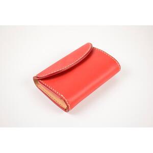 【minca】栃木レザーの三つ折り財布 ミドルサイズ ハンドステッチ滑らかな手触り/Middle wallet 01/レッド　518【雑貨 ファッション 人気 おすすめ 】