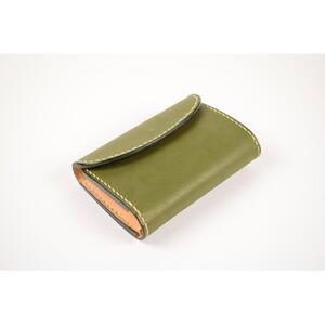 【minca】栃木レザーの三つ折り財布 ミドルサイズ ハンドステッチ滑らかな手触り/Middle wallet 01/オリーブ　518【雑貨 ファッション 人気 おすすめ 】
