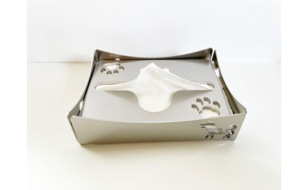 ポケットティッシュケース（犬） 雑貨 日用品 ポケットティッシュ ティッシュ ケース 卓上 デスク ステンレス 肉球 