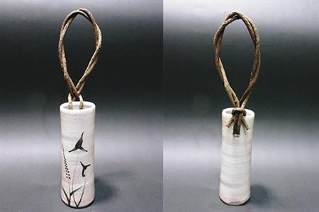 唐津焼 絵唐津 掛け花入(水引) 一輪挿し 花瓶 花器 フラワーベース 壁掛け ギフト
