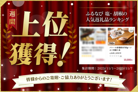 パハール岩塩粉末700g＋ソルト容器１本 岩塩 塩 パハール岩塩 天然 無添加 旨み 詰替用 粉末 700g 容器1本付 贈り物 ギフト プレゼント 送料無料 山梨県 上野原市