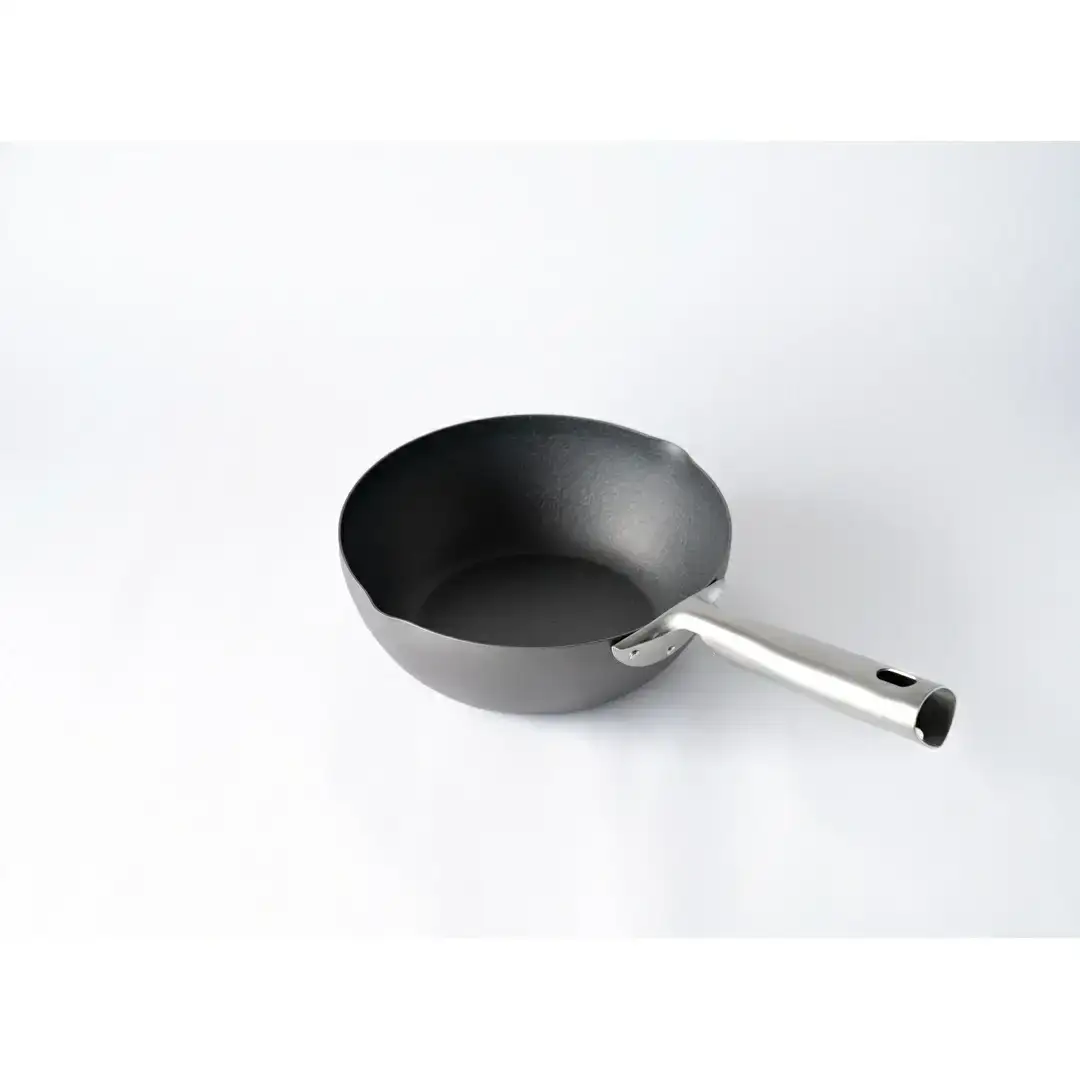 [eN] IH対応 中華炒め鍋 (中華鍋) 深型 24cm 蒸し器セット 調理器具 キッチングッズ 鍋 中華鍋 炒め物 エンボス加工 新生活 一人暮らし 【020S011】