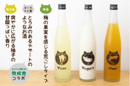 3種の猫リキュール 梅／柚子／ヨーグルト リキュール (SAVE THE CAT HIDA支援)
