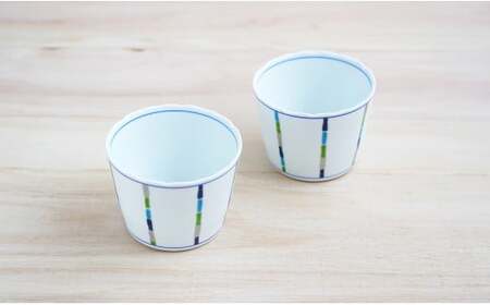 有田焼 irodori ライン そばちょこペア 【よう楽庵・たかす】よう楽庵・たかすオリジナル 器 うつわ そばちょこ 猪口 スープ コーヒー プレゼント ギフト A28-20