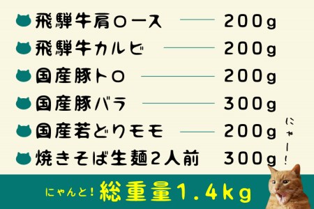 猫助けBBQセット 飛騨牛 黒毛和牛 国産 牛肉 豚肉 鶏肉 焼肉 焼きそば レジャー アウトドア バーベキュー BBQ(SAVE THE CAT HIDA支援)30000円 3万円[neko_j_53]