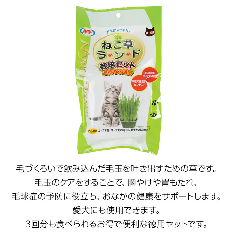 Nyantaste ねこ草ランド栽培セット 3回分×5袋 毛玉ケア 猫用 犬用 ペットフード [BU005sa]