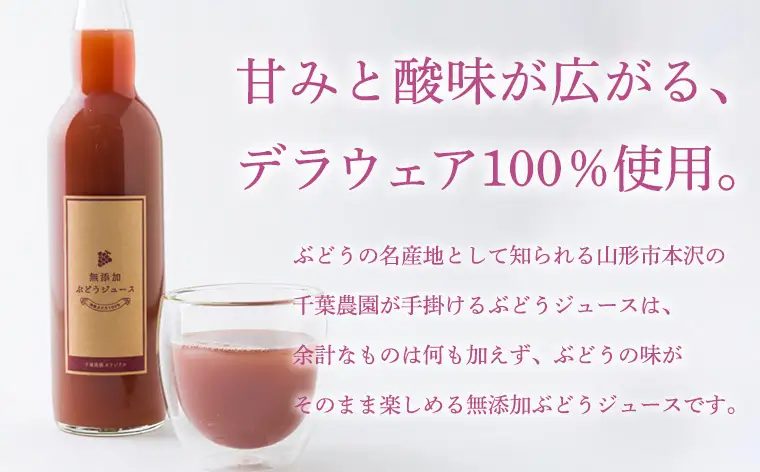 山形の無添加ぶどうジュース 550ml×2本セット(デラウェア) FZ26-759