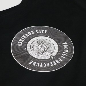 バックプリント 足利市 マンホールTシャツ 黒 L F7Z-561