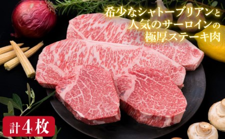 【全6回定期便】【極厚ステーキ】シャトーブリアン 約180g×2枚 サーロインステーキ 約250g×2枚 合計4枚 博多和牛 A4ランク 和牛 ヒレ 糸島市/糸島ミートデリ工房[ACA178]