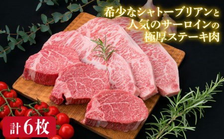 【全3回定期便】【極厚ステーキ】シャトーブリアン 約180g×3枚 サーロインステーキ 約250g×3枚 合計6枚 博多和牛 A4ランク 和牛 ヒレ 糸島市/糸島ミートデリ工房[ACA181]
