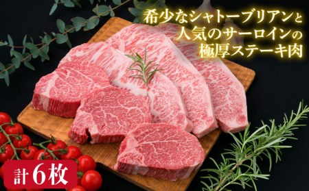 【全12回定期便】【極厚ステーキ】シャトーブリアン 約180g×3枚 サーロインステーキ 約250g×3枚 合計6枚 博多和牛 A4ランク 和牛 ヒレ 糸島市/糸島ミートデリ工房[ACA183]