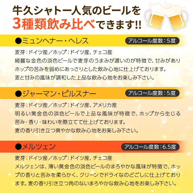 牛久シャトービール3種類6本セット（茨城県共通返礼品 牛久市） 地ビール クラフトビール お酒 飲み比べ 詰め合わせ セット お土産 お祝い 贈り物 ギフト 贈答 記念日 国産 茨城 [BX001sa]