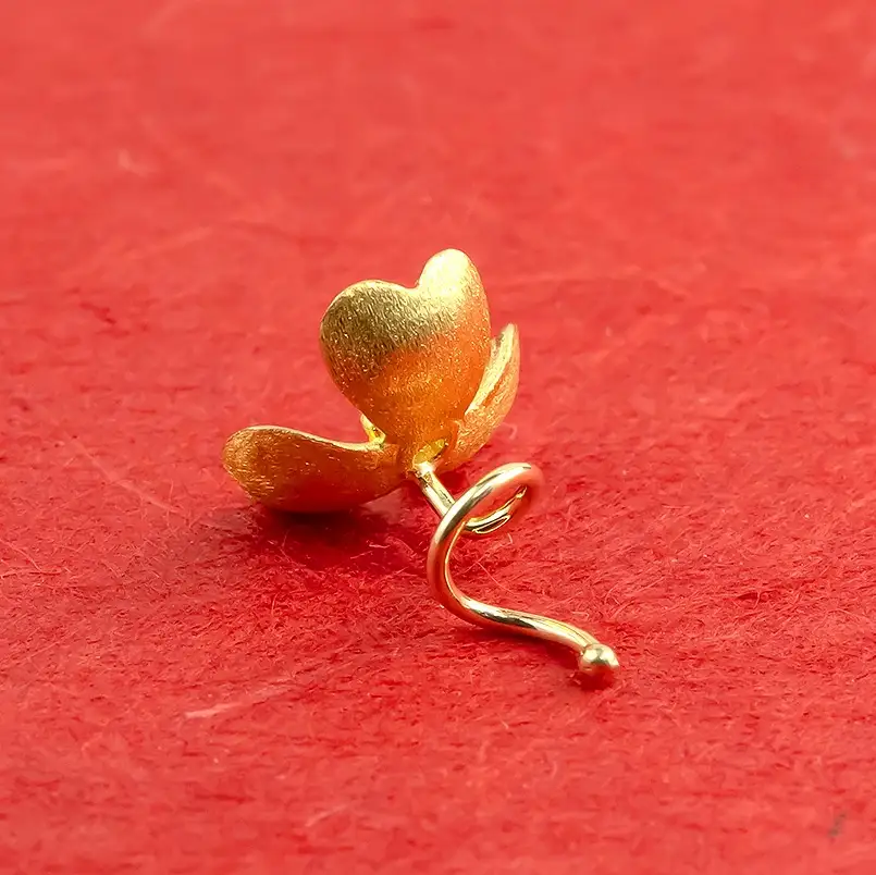  24金 18金 ピアス 片耳 純金 キャッチのいらないピアス つけっぱなし ダイヤモンド フラワー 花 ゴールド k24 24k 18k K18 キャッチナッシャー 人気 山梨県 昭和町 管理番号220315100u SWAA028